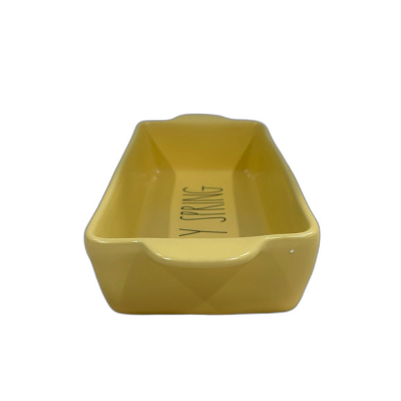 Rae Dunn Baking Dish HAPPY SPRING Yellow Artisan Collection by Magenta - Picture 5 of 12